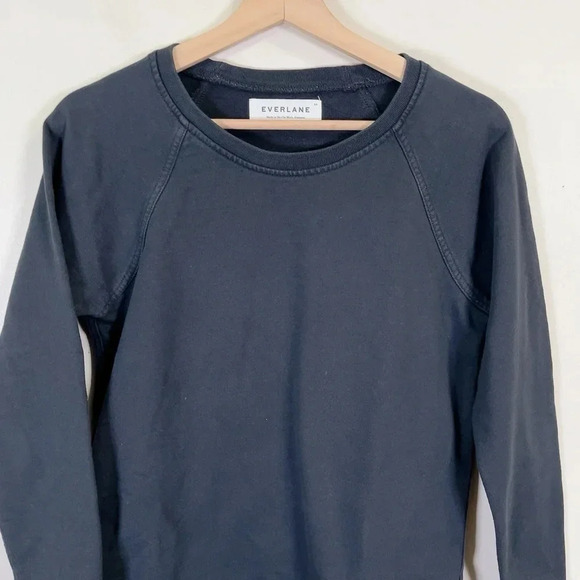 Everlane The Crew Sweatshirt Cotton In Black Color - Picture 3 of 13